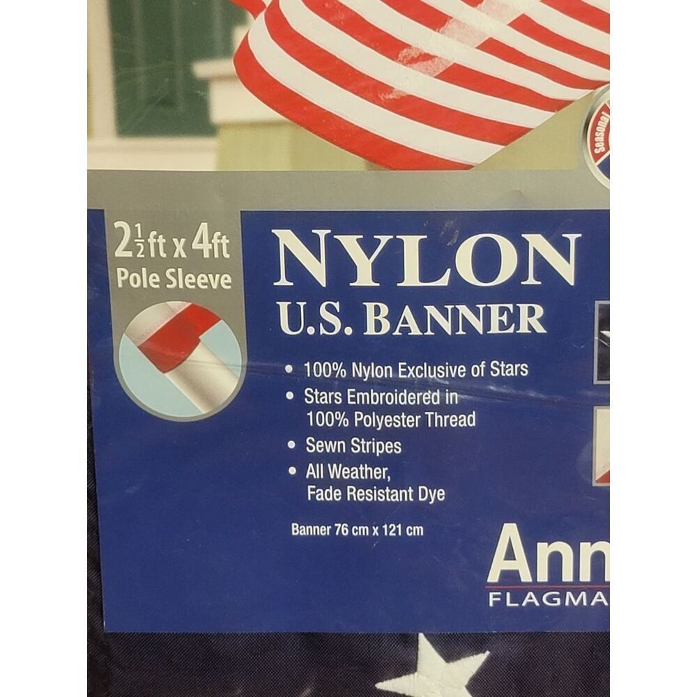 Annin Nylon US Banner, 2 1/2 FT x 4 FT (New) #A52 - Picture 3 of 6